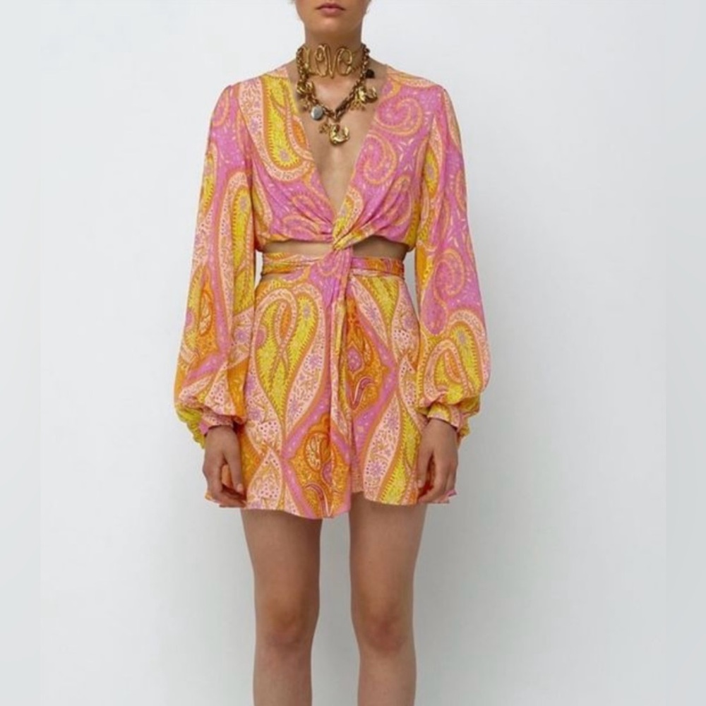 Zara Summer Mini Dress With Cut-Outs